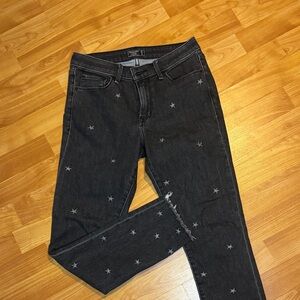 Abercrombie & Fitch Women Black Star Mid Rise Super Skinny Ankle Jean Size 27/4r